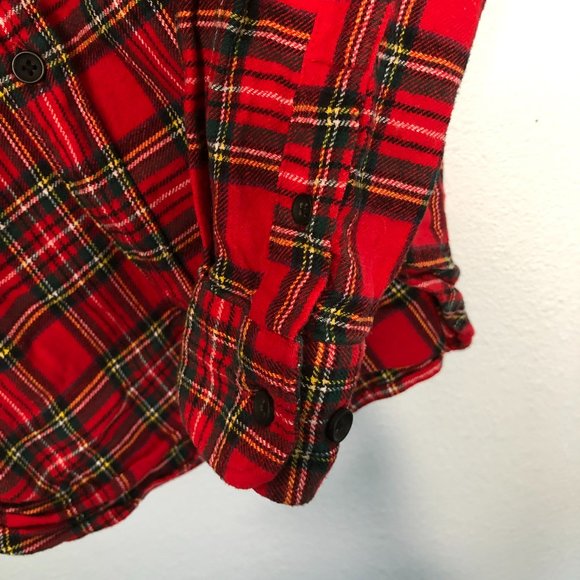 Urban Outfitters Red Cotton Plaid Flannel Button Down Shirt Autumn Fall Fashion - Picture 3 of 9
